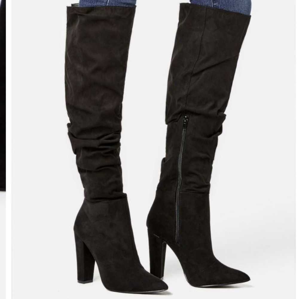 Ruched heeled boots